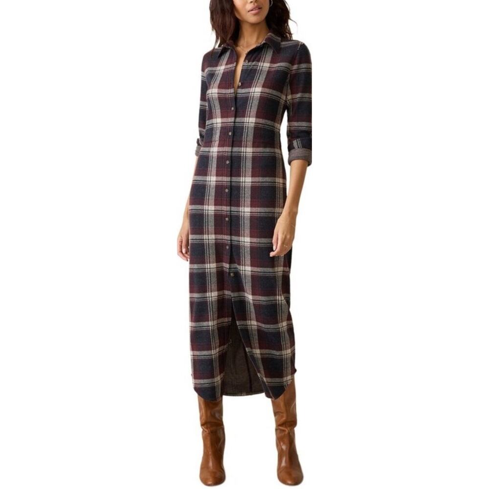 Faherty Plaid Button-Front Maxi Dress